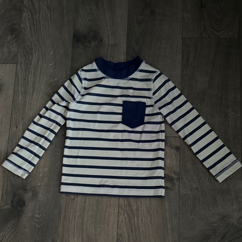 Navy Striped Kids Swim Shirt